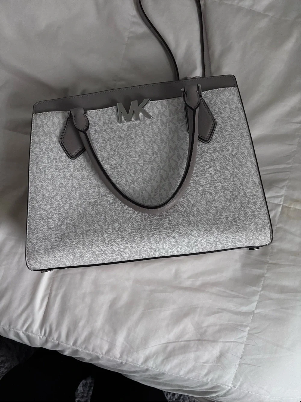 Michael Kors Gray and White Crossbody Satchel